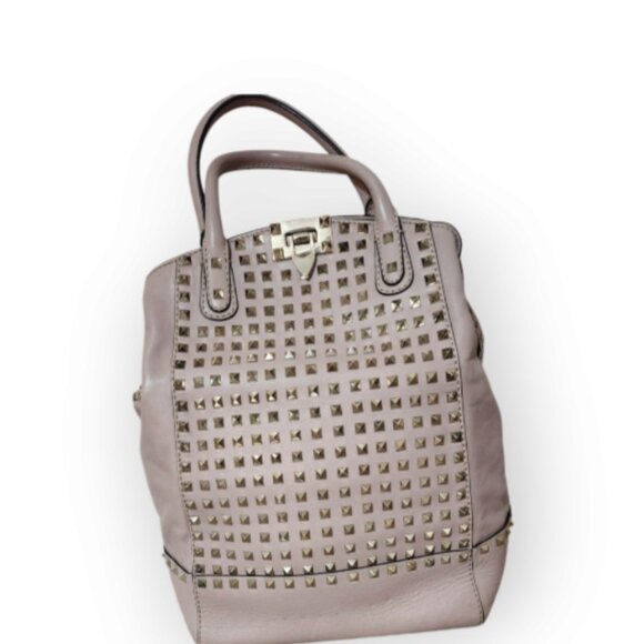 Valentino Garavani Rockstud Tan Lambskin Leather Tote Satchel Shoulder Handbag - Picture 8 of 8